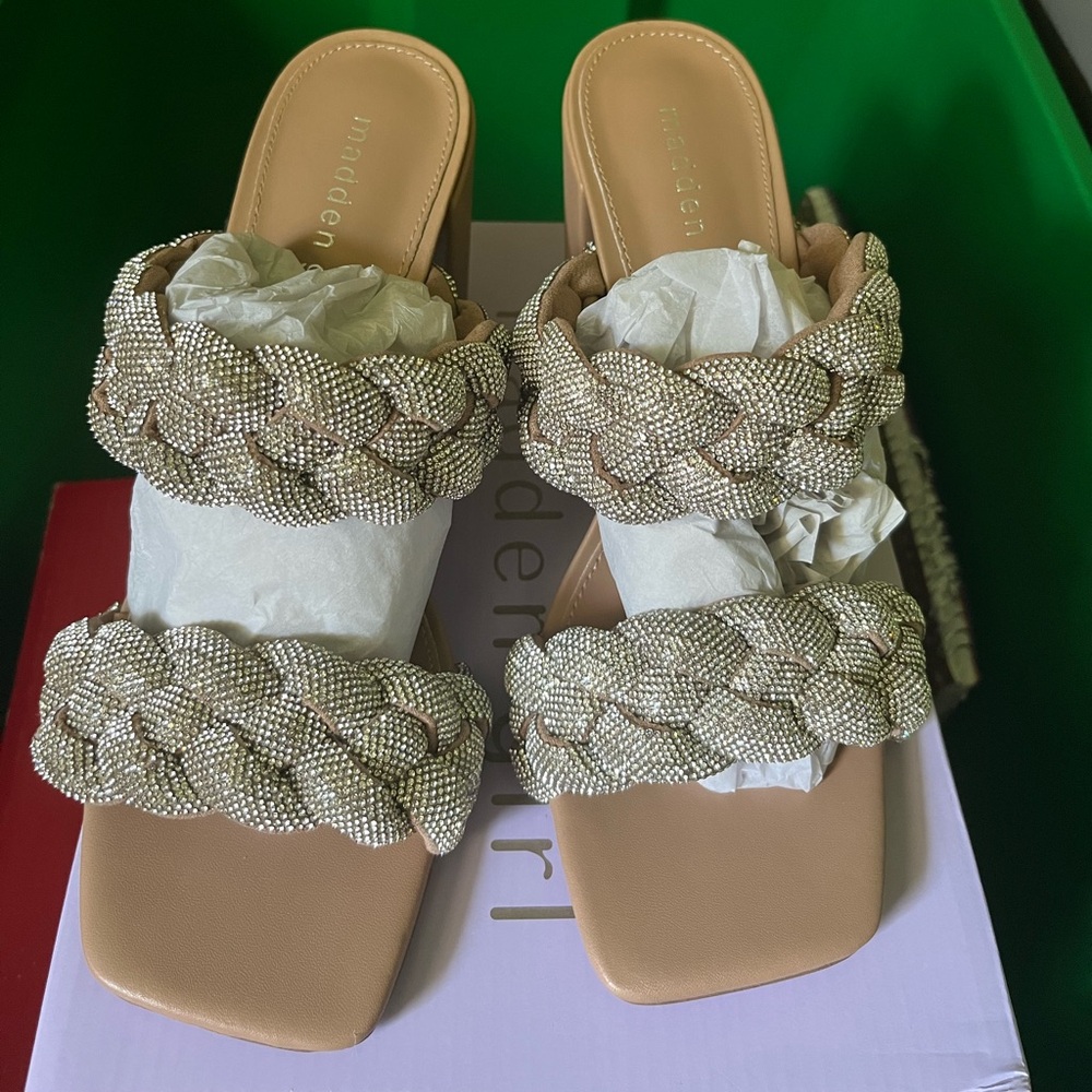 Madden Girl Beige Braided Heels